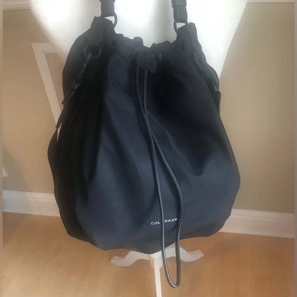 Authentic Cole Haan Black Nylon  drawstring hobo bag - Picture 11 of 12